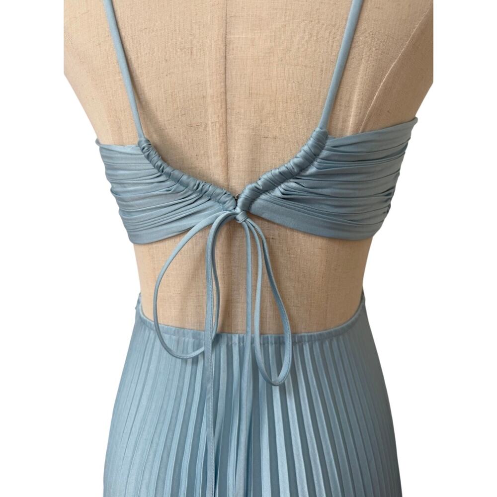 ALC Moira Satin Pleated Maxi Dress Delphinium Blue - Picture 11 of 11